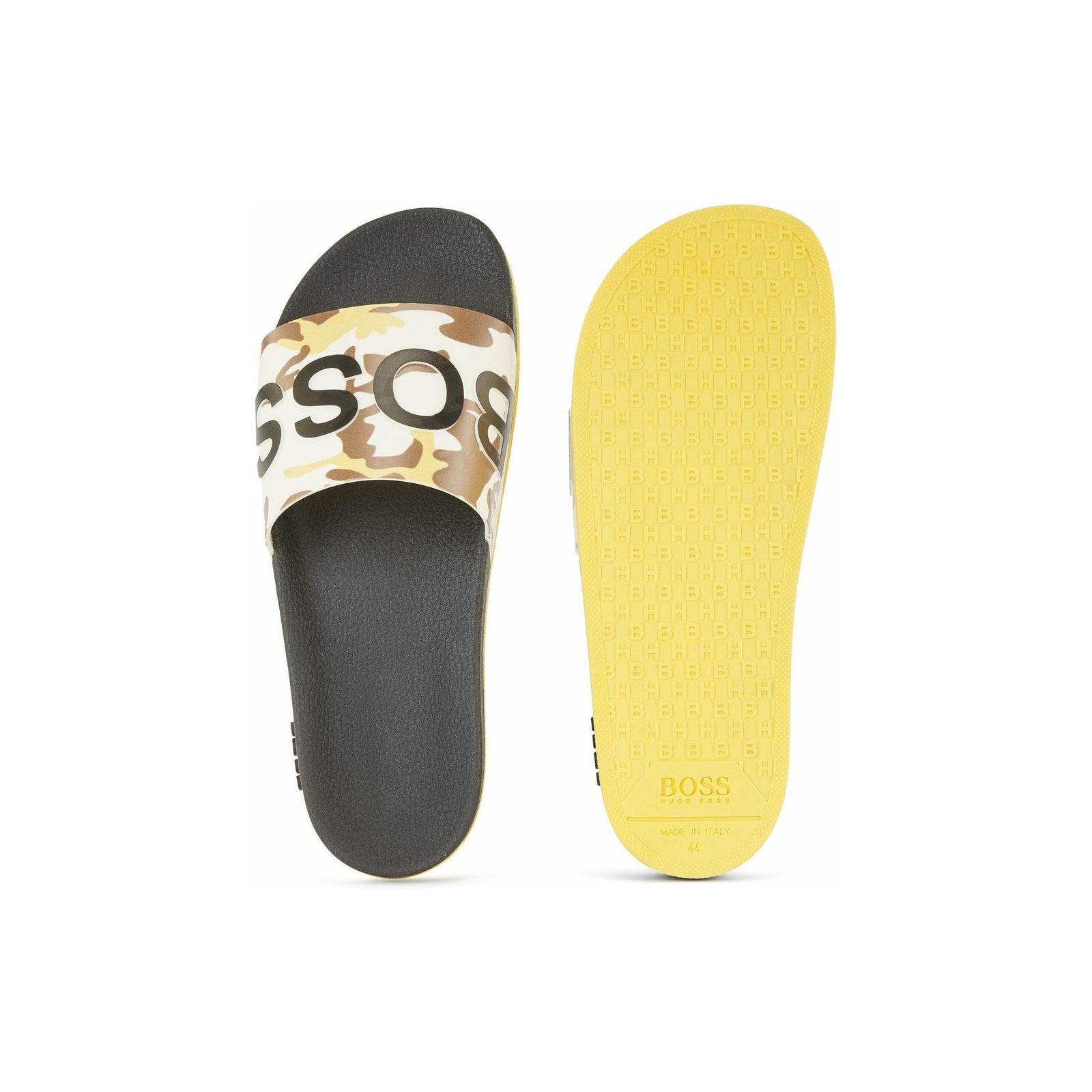ITALIAN-MADE SLIDES WITH CAMOUFLAGE PRINT AND MONOGRAM SOLE - Yooto