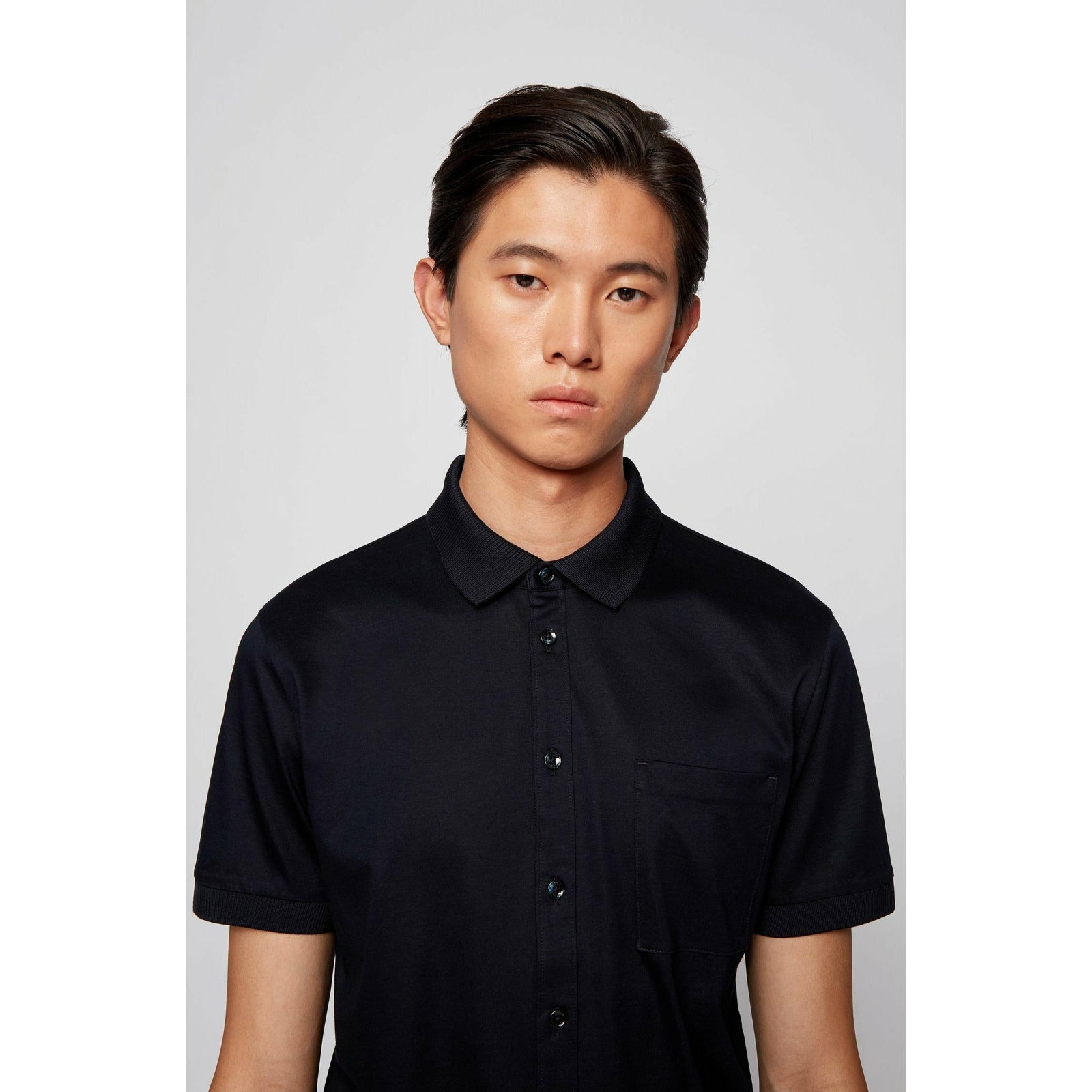 SHIRT-STYLE POLO TOP IN MERCERISED COTTON - Yooto
