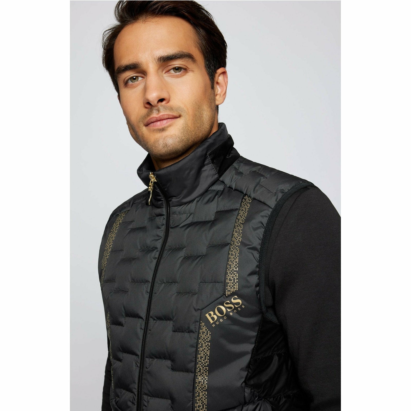 DOWN GILET WITH PIXEL ARTWORK AND LOGO - Yooto