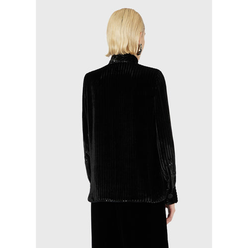 Load image into Gallery viewer, DOUBLE-BREASTED JACKET IN STRIPED LUREX VELVET WITH FOULARD - Yooto
