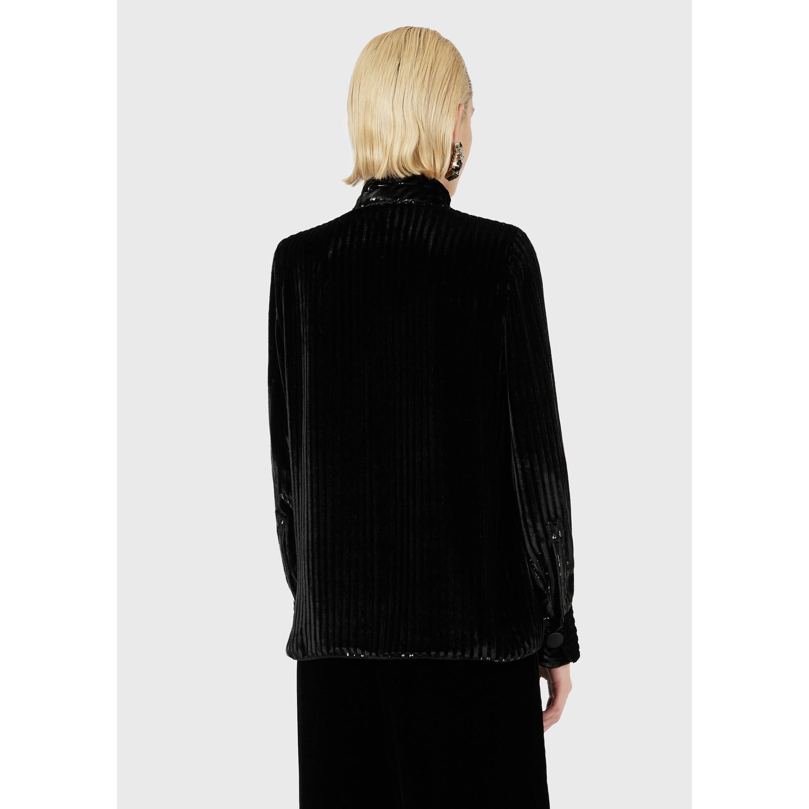 DOUBLE-BREASTED JACKET IN STRIPED LUREX VELVET WITH FOULARD - Yooto