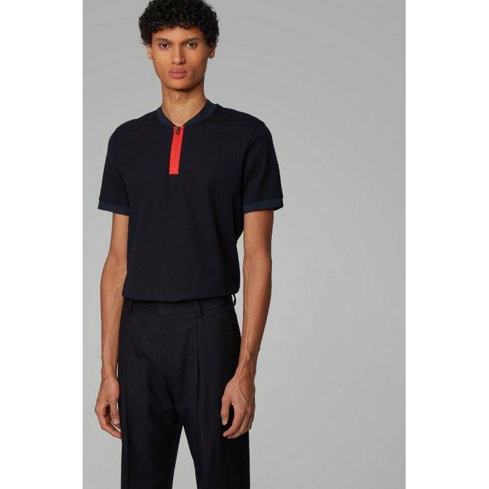 SLIM-FIT POLO SHIRT IN COTTON WITH ZIP NECK - Yooto