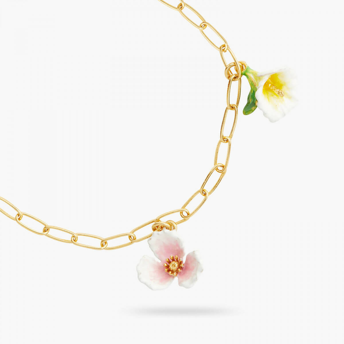 GOLD-PLATED LINKS AND FLOWER PENDANT BRACELET - Yooto