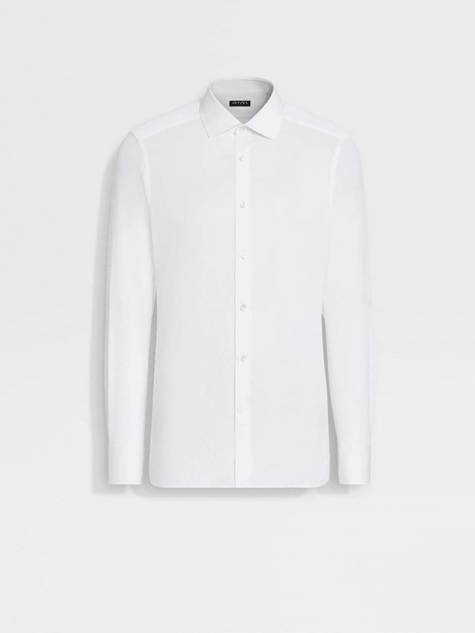 ZEGNA WHITE STRUCTURED MICRO-STRIPED TRECAPI COTTON SHIRT